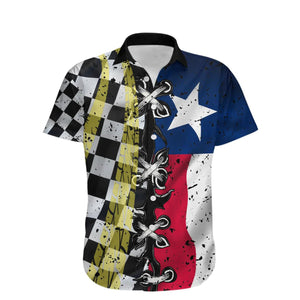 Texas Racing Flag Checkered Pattern Hawaiian Shirt,Hawaiian Shirt Gift, Christmas Gift