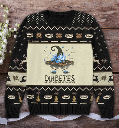 Diabrtes Messed With The Wrong Witch Sweater, Christmas Ugly Sweater