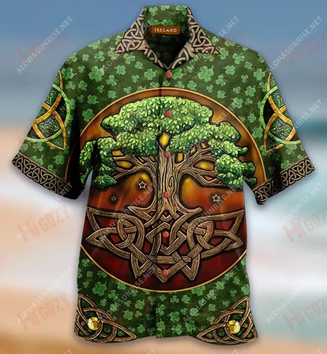 Irish Tree Of Life Short Hawaiian Shirt Summer Tropical Shirts Hawaiian Crazy Shirts Funny Hawaiian Shirts, Hawaiian Shirt Gift, Christmas Gift