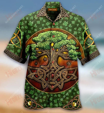 Irish Tree Of Life Short Hawaiian Shirt Summer Tropical Shirts Hawaiian Crazy Shirts Funny Hawaiian Shirts, Hawaiian Shirt Gift, Christmas Gift
