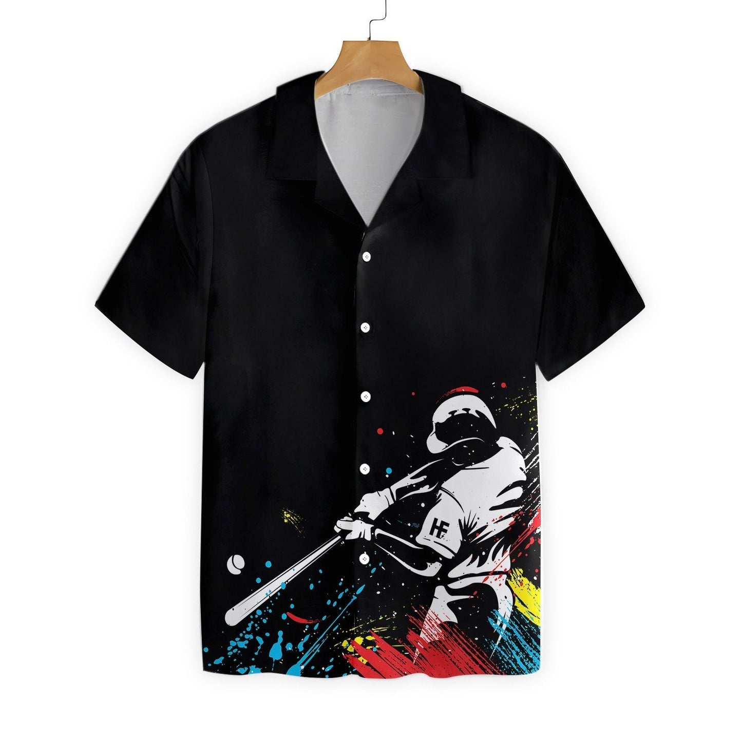 Baseball Players' Silhouettes On Paintball Pattern Design Hawaiian Shirt, Hawaiian Shirt Gift, Christmas Gift