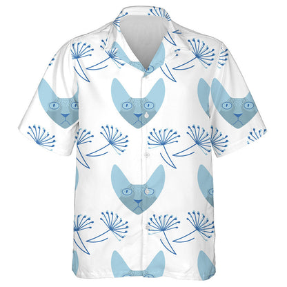 Sphynx Cat And Dandelion Flowers On White Background Hawaiian Shirt, Hawaiian Shirt Gift, Christmas Gift