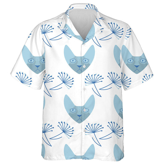 Sphynx Cat And Dandelion Flowers On White Background Hawaiian Shirt, Hawaiian Shirt Gift, Christmas Gift