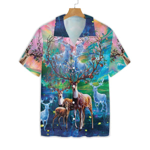 Amazing Deer In Jungle Pattern Hawaiian Shirt, Hawaiian For Gift