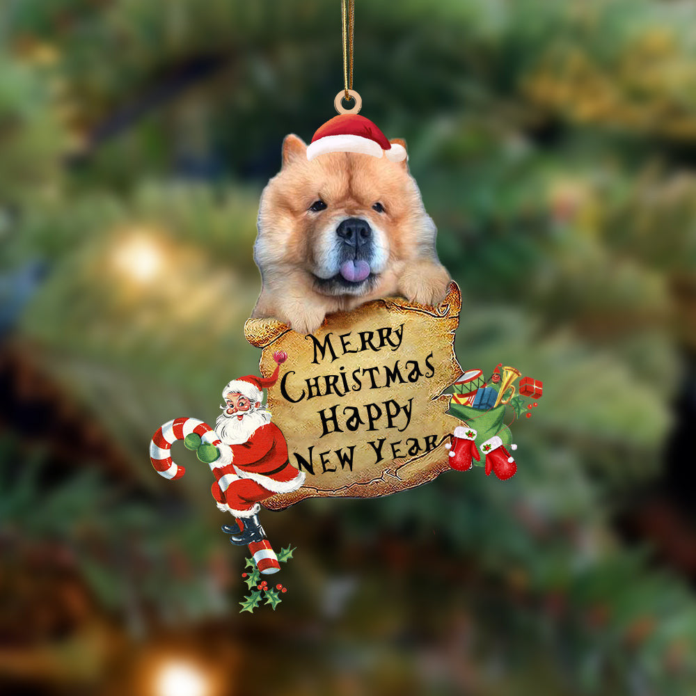 Chow Chow-Christams & New Year Two Sided Christmas Plastic Hanging Ornament, Christmas Shape Ornament, Happy Christmas Ornament, Christmas Gift, Christmas Decoration