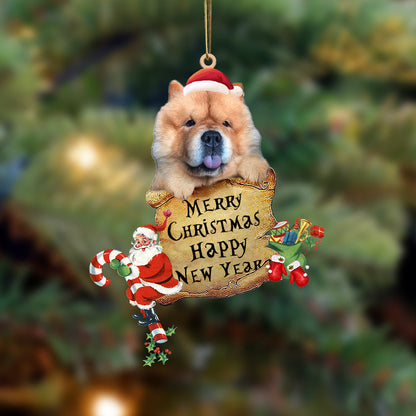Chow Chow-Christams & New Year Two Sided Christmas Plastic Hanging Ornament, Christmas Shape Ornament, Happy Christmas Ornament, Christmas Gift, Christmas Decoration