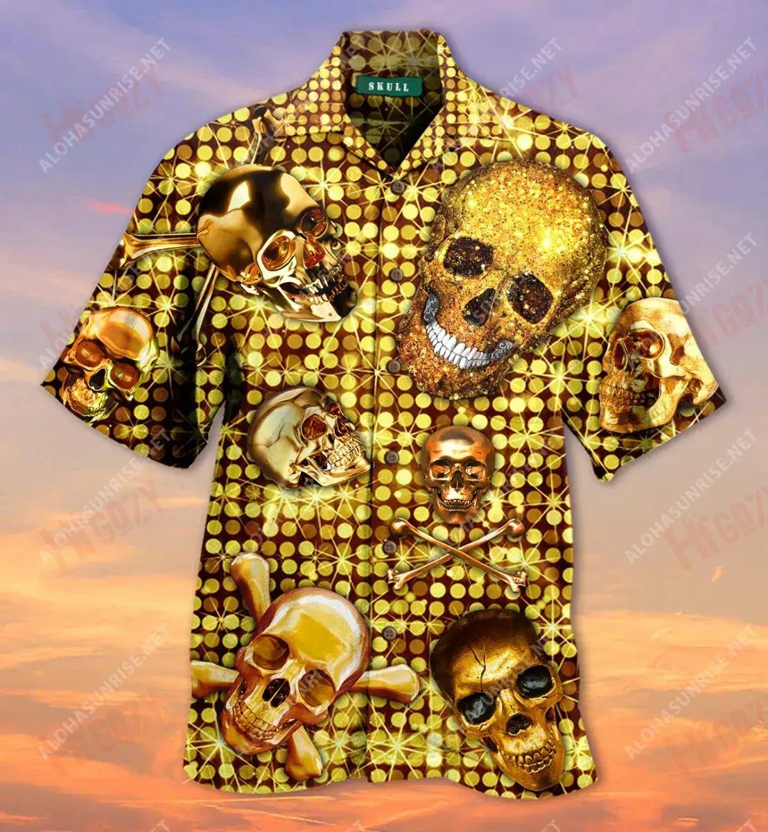 Skull Bling Bling Hawaiian Shirt Summer Short Sleeve Hawaiian Crazy Shirts Hawaiian Shirt Pattern, Hawaiian Shirt Gift, Christmas Gift