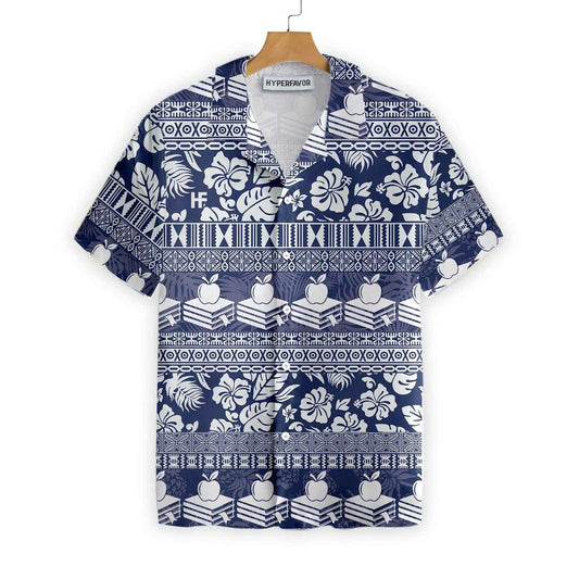 Teacher Hibiscus Leaves Pattern Hawaiian Shirt,Hawaiian Shirt Gift, Christmas Gift
