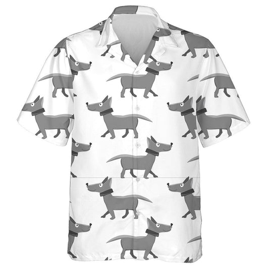 Cartoon Style Wolfs On White Isolated Background Hawaiian Shirt, Hawaiian Shirt Gift, Christmas Gift