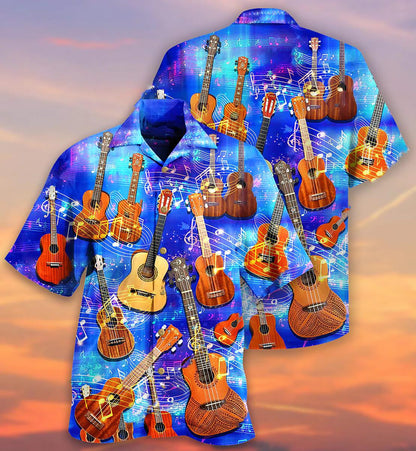 Love Music Forever Collection Of Guitars Galaxy Background Hawaiian Shirt, Hawaiian Shirt Gift, Christmas Gift