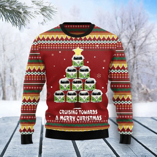Bus Tree Christmas Sweater  For Men & Women  Adult Ugly Christmas Sweater , Christmas Ugly Sweater,Christmas Gift,Gift Christmas 2024