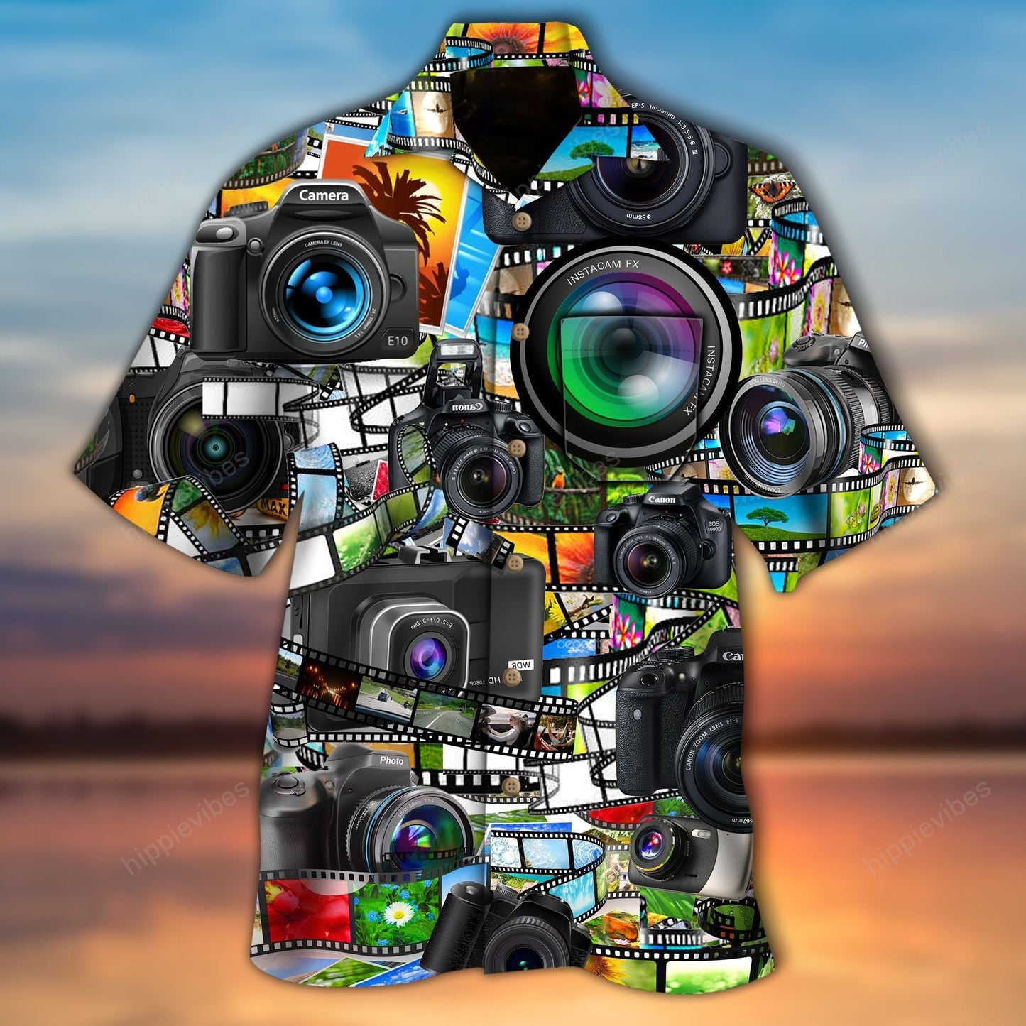 I Love Picture Cameras Doodle Art Design Hawaiian Shirt, Hawaiian Shirt Gift, Christmas Gift