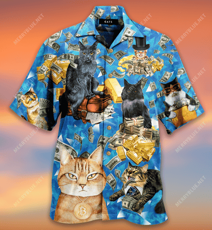 Cats Are Billionaires Hawaiian Aloha Shirt Hawaiian Shorts Beach Short Sleeve, Hawaiian Shirt Gift, Christmas Gift