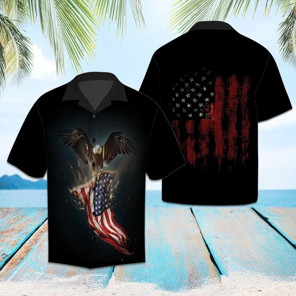 Amazing Eagle With America Flag Painting Pattern Hawaiian Shirt, Hawaiian Shirt Gift, Christmas Gift