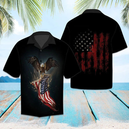 Amazing Eagle With America Flag Painting Pattern Hawaiian Shirt, Hawaiian Shirt Gift, Christmas Gift