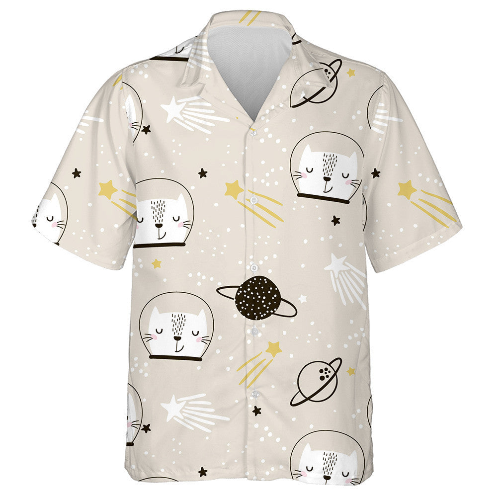 Cute Astronaut Cat In Cartoon Style Hawaiian Shirt,Hawaiian Shirt Gift, Christmas Gift
