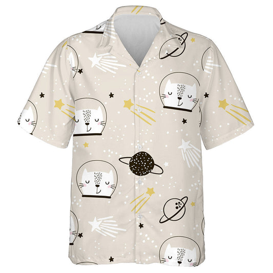 Cute Astronaut Cat In Cartoon Style Hawaiian Shirt,Hawaiian Shirt Gift, Christmas Gift