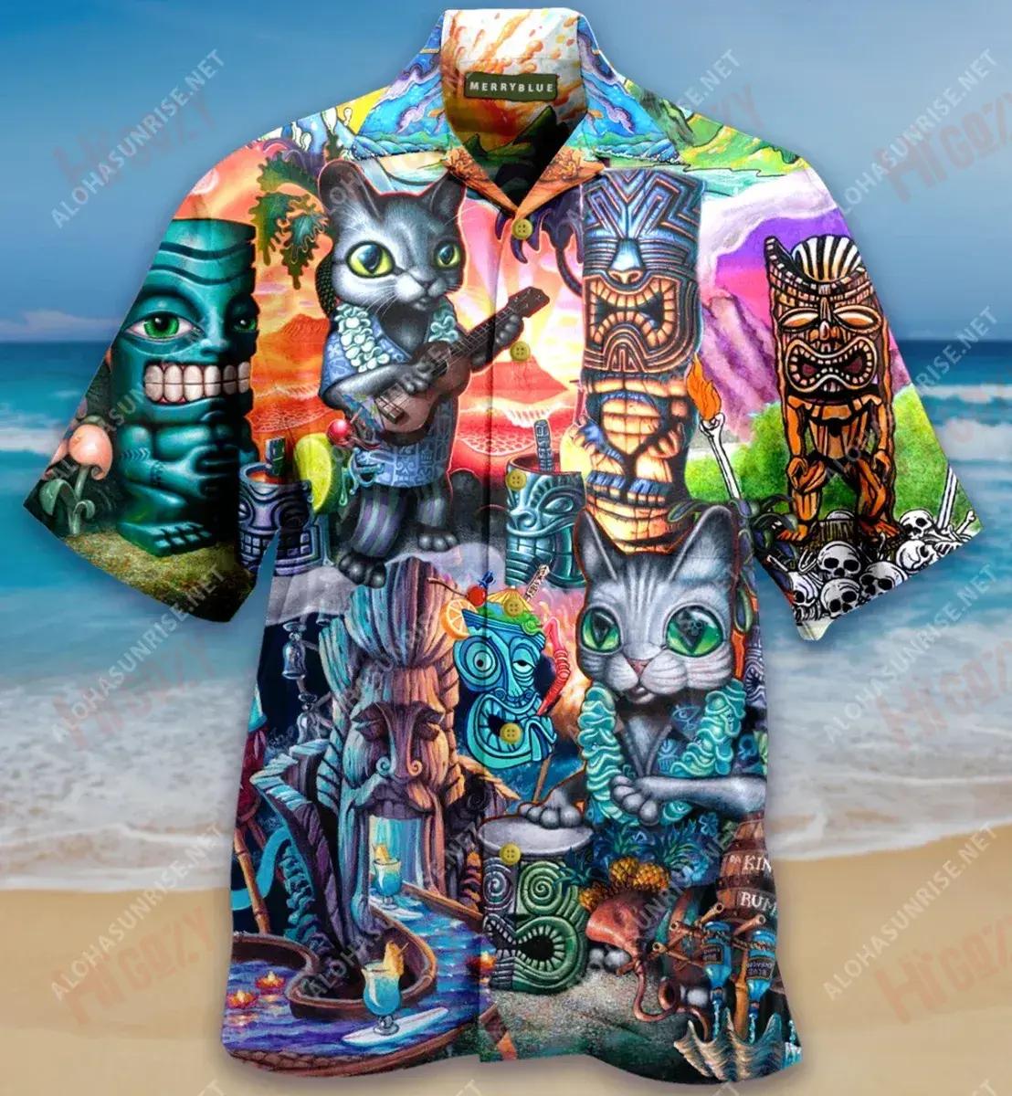 It'S Tiki Time Unisex Hawaiian Shirt Vacation Short Sleeve Tactical Hawaiian Shirt Hawaiian Shirts For Men, Hawaiian Shirt Gift, Christmas Gift