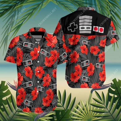 Retro Gamepad Hawaiian Aloha Shirt Hawaiian Shorts Beach Short Sleeve, Hawaiian Shirt Gift, Christmas Gift
