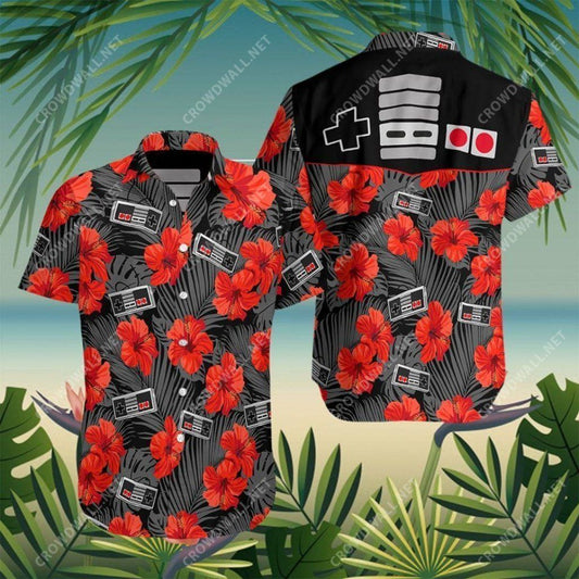 Retro Gamepad Hawaiian Aloha Shirt Hawaiian Shorts Beach Short Sleeve, Hawaiian Shirt Gift, Christmas Gift