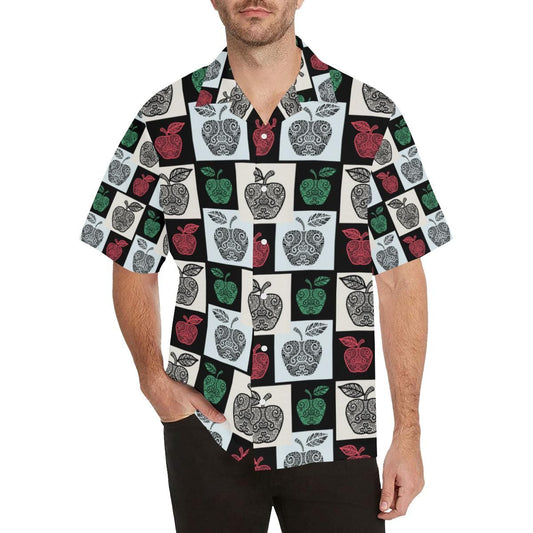 Apple Tribel Pattern Men'S All Over Print Hawaiian Aloha Shirt Hawaiian Shorts Beach Short Sleeve, Hawaiian Shirt Gift, Christmas Gift