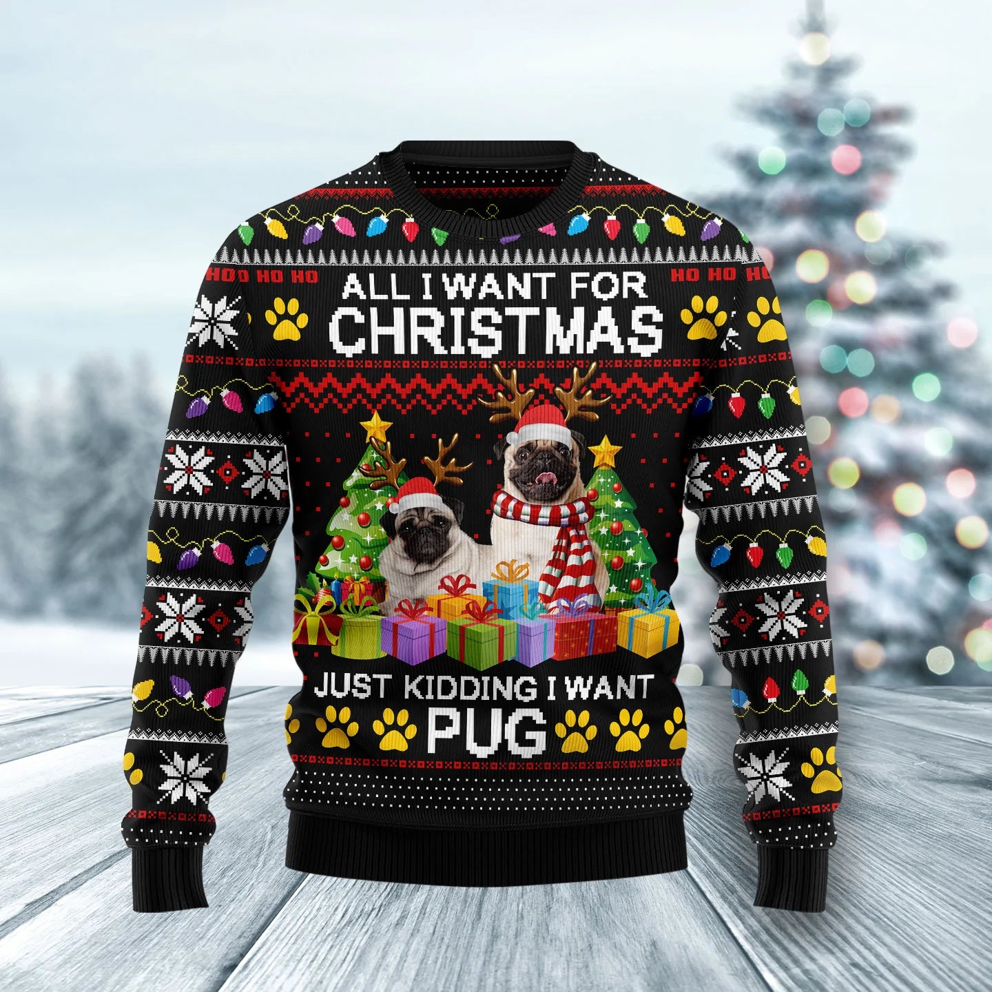 Pug Christmas  unisex womens & mens, couples matching, friends, funny family ugly christmas holiday sweater gifts, Christmas Ugly Sweater