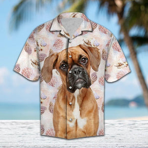 Aloha Shirt Seashells And Cute Boxer Hawaiian Aloha Shirt Hawaiian Shorts Beach Short Sleeve, Hawaiian Shirt Gift, Christmas Gift