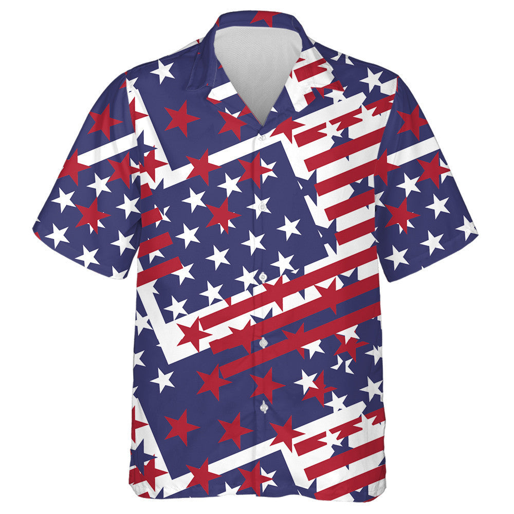 Heart Belong To America Grunge Star Pattern Hawaiian Shirt, Hawaiian Shirt Gift, Christmas Gift