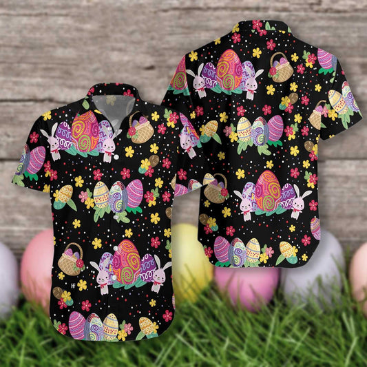 Hawaiian Aloha Aloha Shirts Flower Bunny Easter Hawaiian Shorts Beach Short Sleeve, Hawaiian Shirt Gift, Christmas Gift