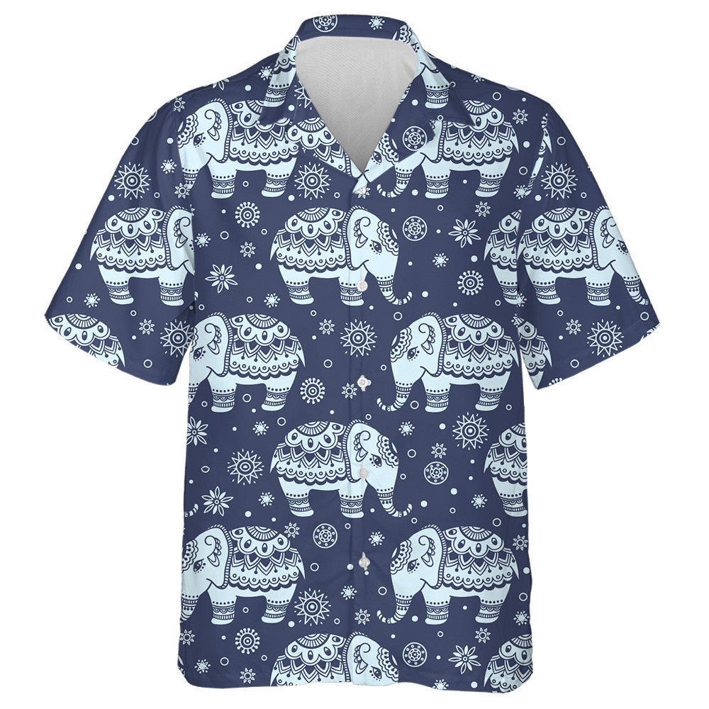 Tribal Background With Elephant Indian Ethnic Hawaiian Shirt,Hawaiian Shirt Gift, Christmas Gift