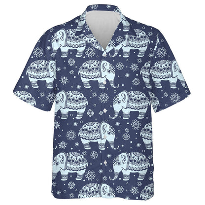Tribal Background With Elephant Indian Ethnic Hawaiian Shirt,Hawaiian Shirt Gift, Christmas Gift