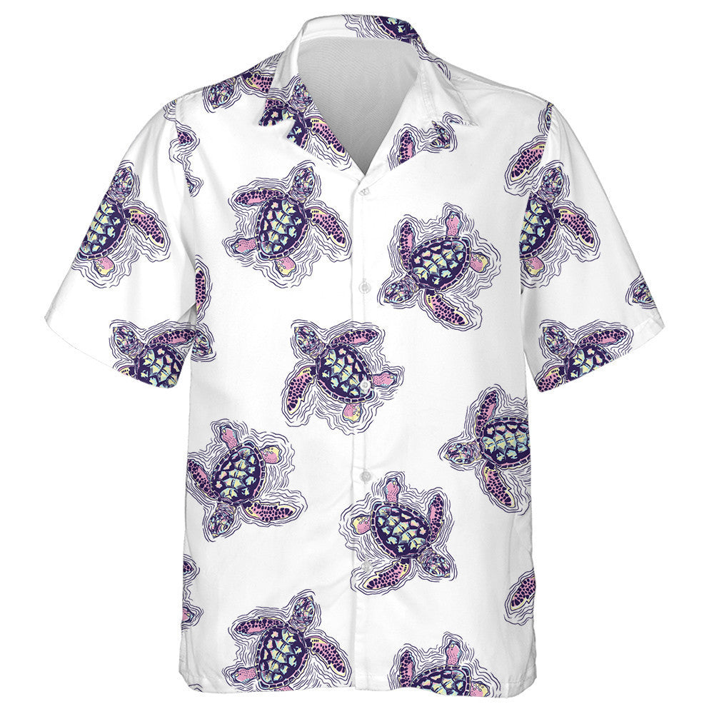 Colorful Purple Sea Turtle In The Tropical Sea Hawaiian Shirt, Hawaiian Shirt Gift, Christmas Gift