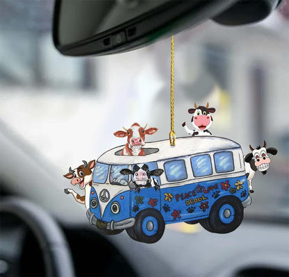Cow Peace Car Two Sided Ornament, Christmas Gift, Christmas Decoration