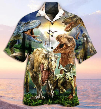 Lively Dinosaur Wild Jungle Gift For Animal Lovers Hawaiian Shirt, Hawaiian Shirt Gift, Christmas Gift