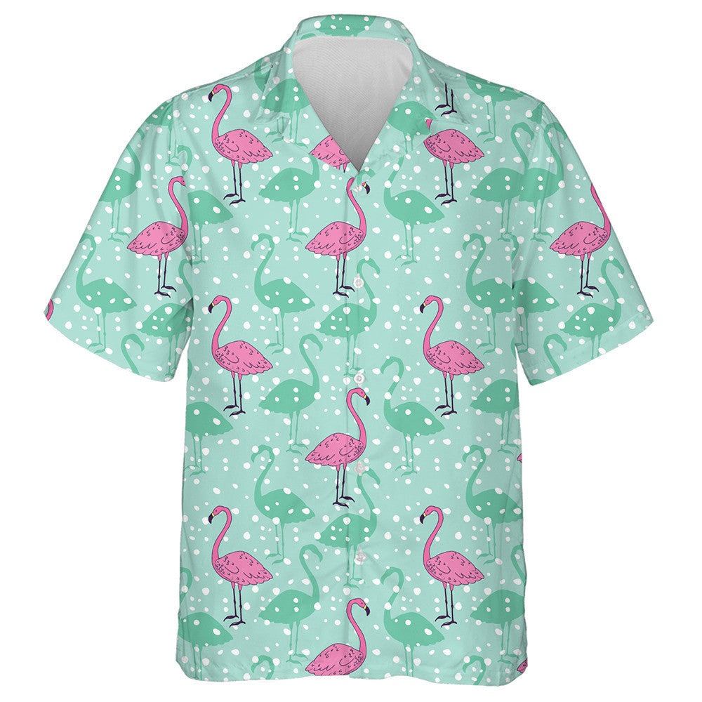 Rosa Flamingo mit grünem Schatten auf Mint Hintergrund Hawaiihemd, Hawaiihemd Geschenk, Weihnachtsgeschenk