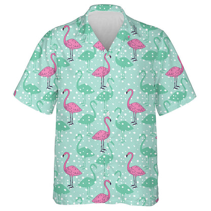 Rosa Flamingo mit grünem Schatten auf Mint Hintergrund Hawaiihemd, Hawaiihemd Geschenk, Weihnachtsgeschenk