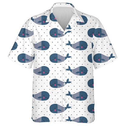 Cute Cartoon Baby Dolphin On Spotted Background Design Hawaiian Shirt, Hawaiian Shirt Gift, Christmas Gift