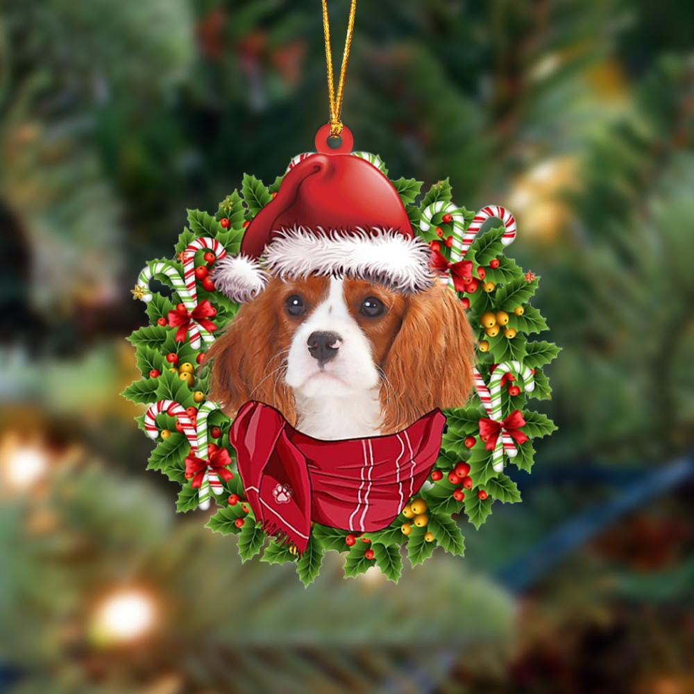 Cavalier King Charles Spaniel-Xmas Bandana Hanging Christmas Plastic Hanging Ornament, Happy Christmas Ornament, Christmas Gift, Christmas Decoration
