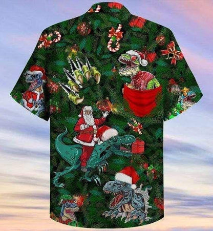 Hand Drawn Cute T-rex Dinosaur Enjoy Christmas Hawaiian Shirt, Hawaiian Shirt Gift, Christmas Gift