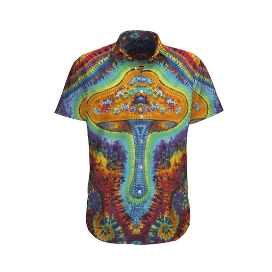 Big Mushroom Hippie Pattern Design Hawaiian Shirt, Hawaiian For Gift