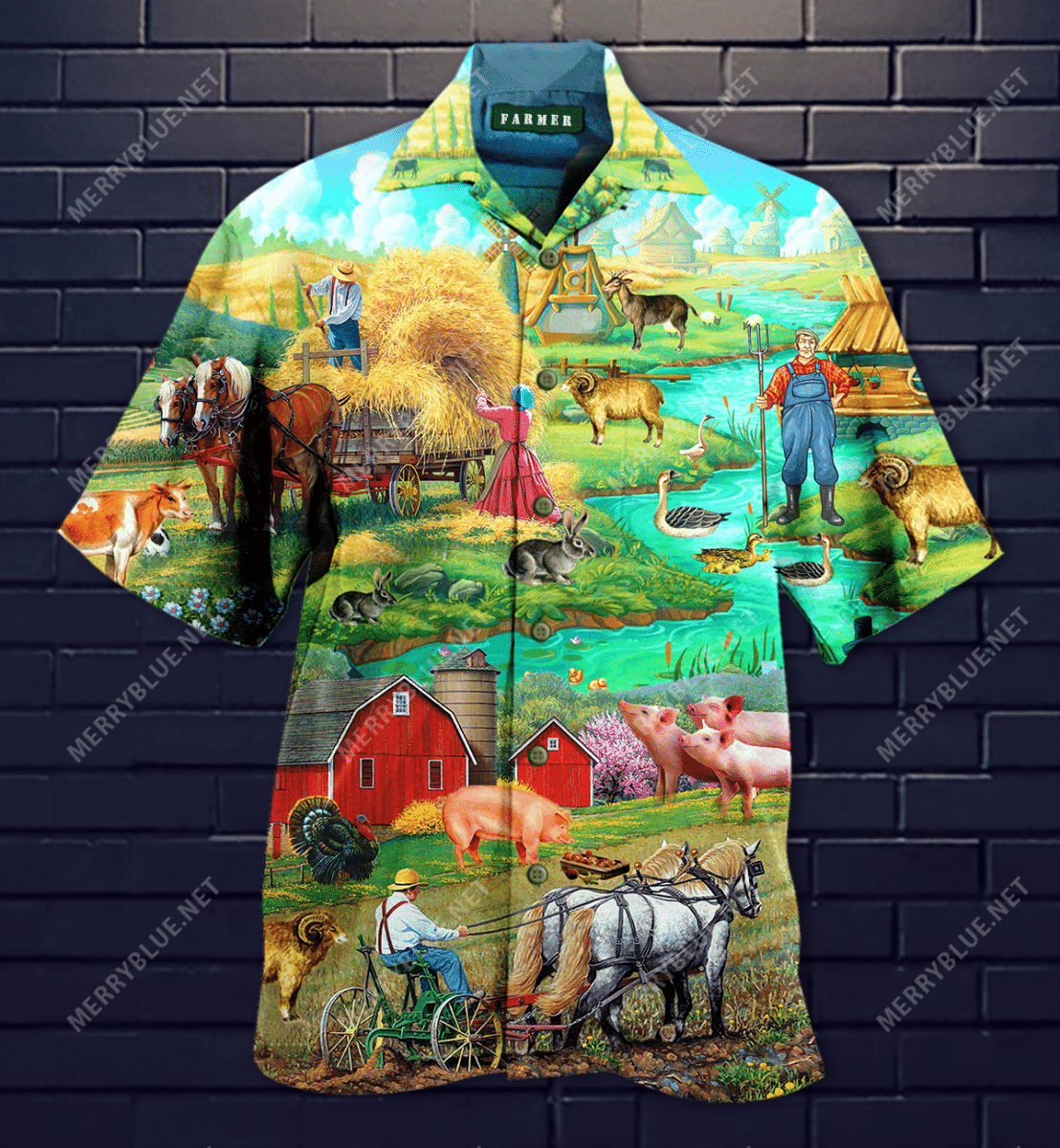 Farmer Is The Heaven Hawaiian Aloha Shirt Hawaiian Shorts Beach Short Sleeve, Hawaiian Shirt Gift, Christmas Gift