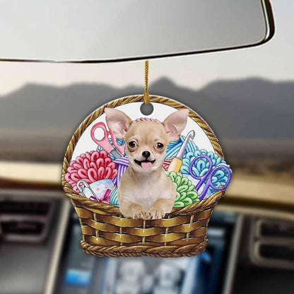Chihuahua and Crochet two-Sided Mica Ornament, Happy Christmas Ornament, Christmas Gift, Christmas Decoration