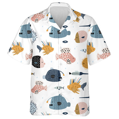 Sea World Cartoon Pattern With Creative And Colorful Fishes Hawaiian Shirt, Hawaiian Shirt Gift, Christmas Gift