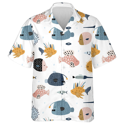 Sea World Cartoon Pattern With Creative And Colorful Fishes Hawaiian Shirt, Hawaiian Shirt Gift, Christmas Gift
