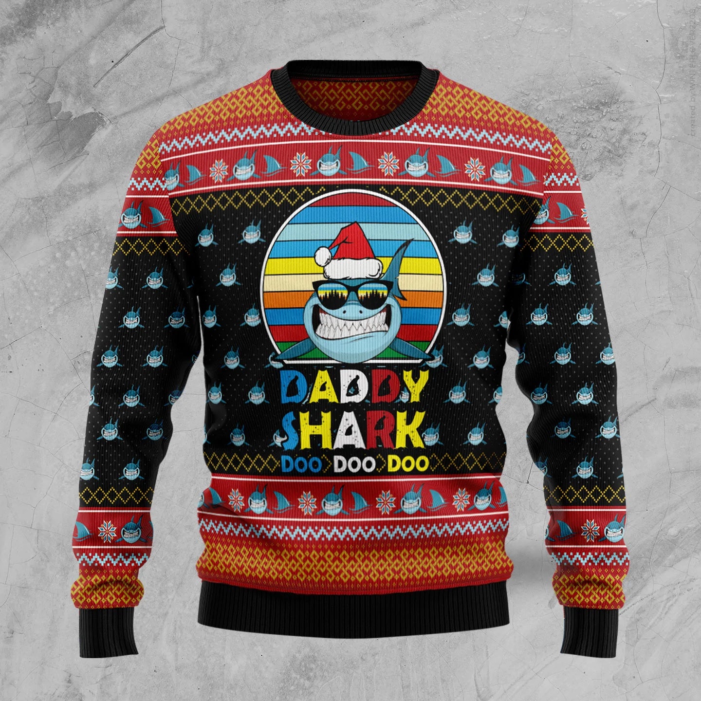 Daddy Shark unisex womens & mens, couples matching, friends, shark lover, funny family ugly christmas holiday sweater gifts, Christmas Ugly Sweater