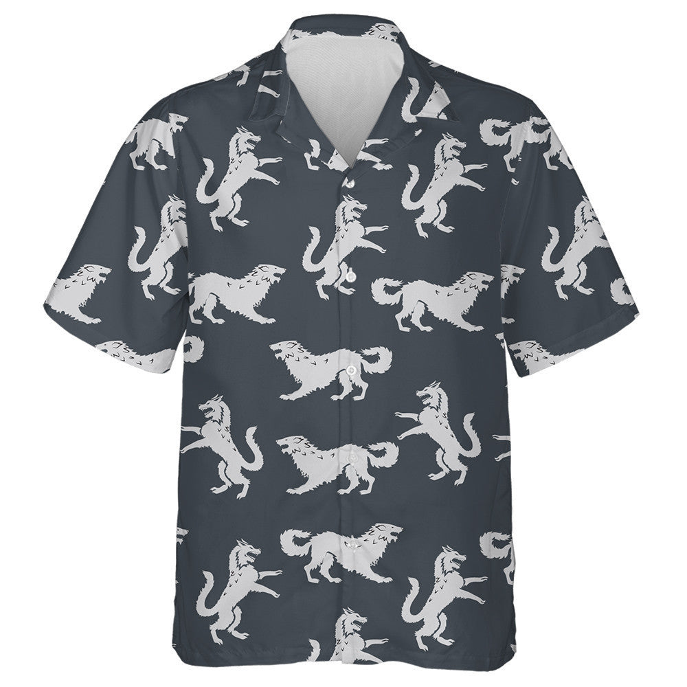 Ethnic White Wolf In Vintage Style Hawaiian Shirt,Hawaiian Shirt Gift, Christmas Gift