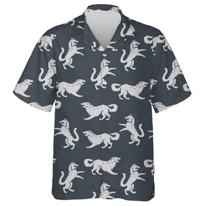 Ethnic White Wolf In Vintage Style Hawaiian Shirt,Hawaiian Shirt Gift, Christmas Gift