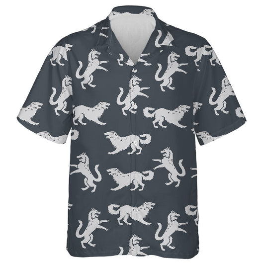 Ethnic White Wolf In Vintage Style Hawaiian Shirt,Hawaiian Shirt Gift, Christmas Gift