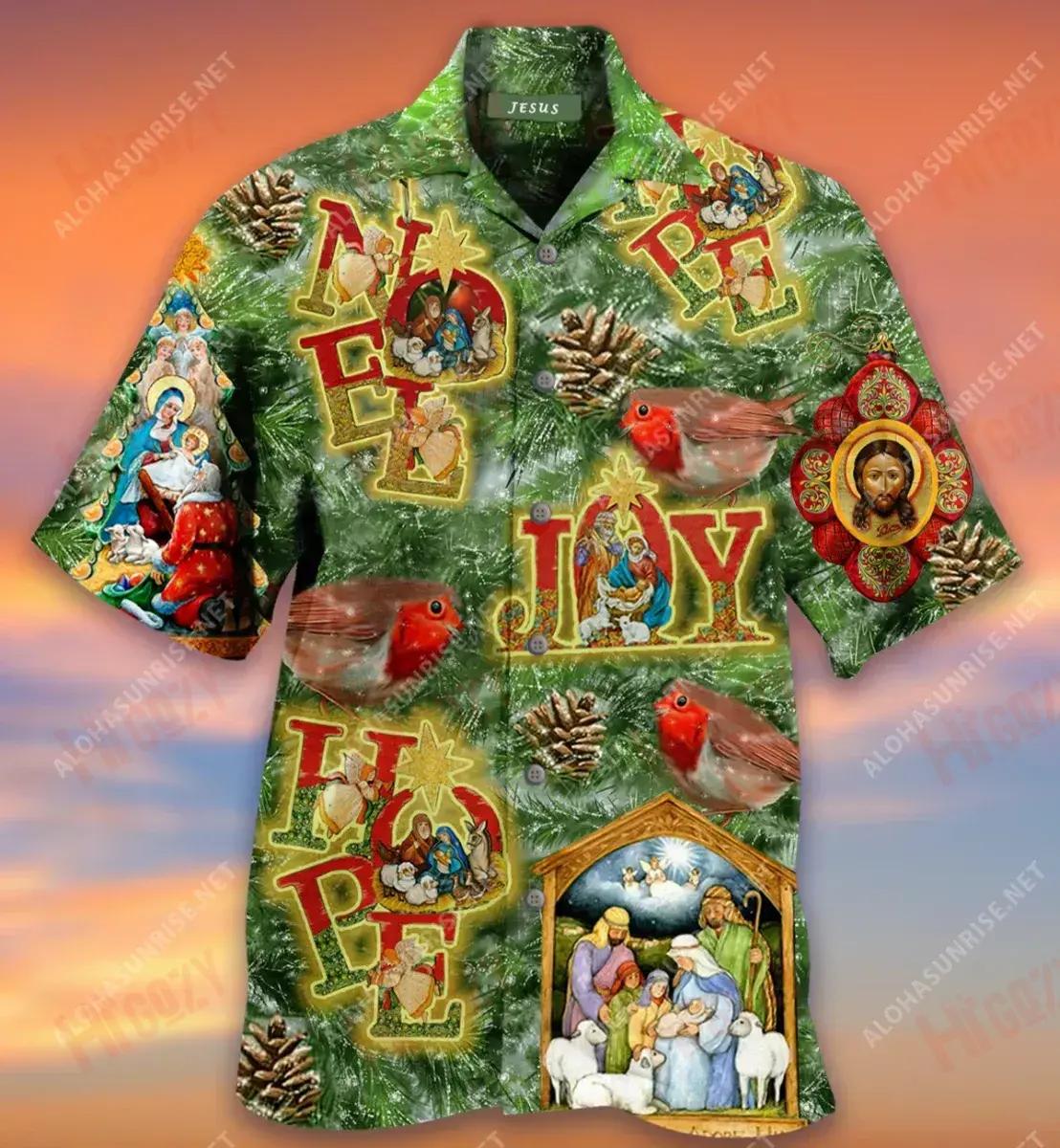 Noel Hope Joy Jesus Christmas Short Hawaiian Shirt Summer Aloha Shirt Tactical Hawaiian Shirt Hawaiian Shirt Pattern, Hawaiian Shirt Gift, Christmas Gift