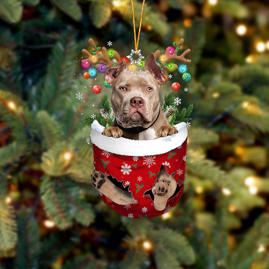 American Bully In Snow Pocket Christmas Ornament Flat Acrylic Dog Ornament,Christmas Shape Ornament, Happy Christmas Ornament, Christmas Ornament Gift, Christmas Gift, Christmas Decoration